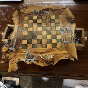 Handcrafted Wooden Chess Set with Animal Design